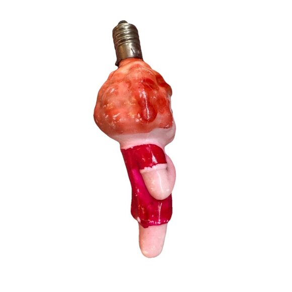 Vintage Painted Milk Glass Christmas Tree Light Bulb, Cute LITTLE ORPHAN ANNIE! - Picture 2 of 7